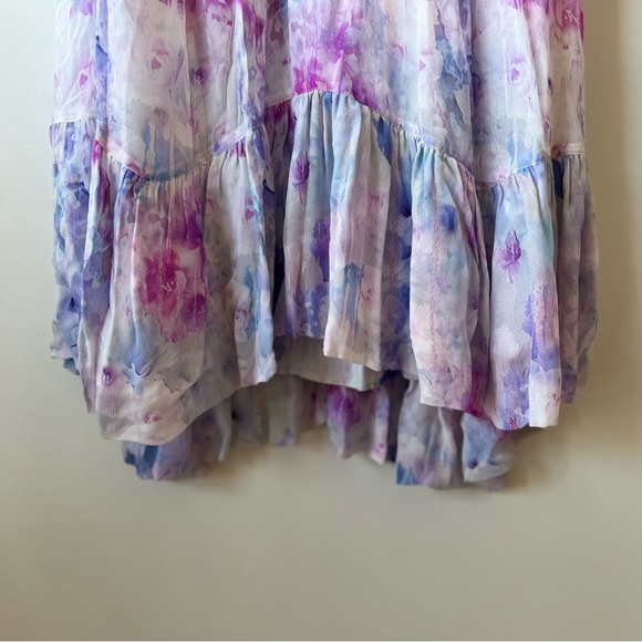 NWT The Kooples Short Sleeve Floral Printed Frill Handkerchief Dress - Picture 3 of 6